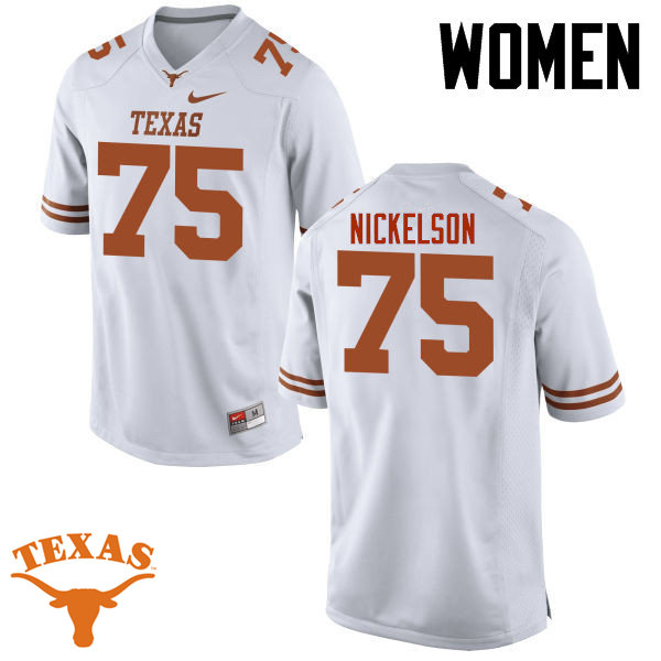 Women #75 Tristan Nickelson Texas Longhorns College Football Jerseys-White